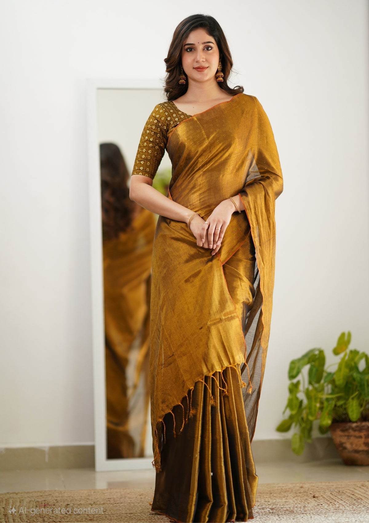 Bagru Prime Tissue Silk Saree With Blouse