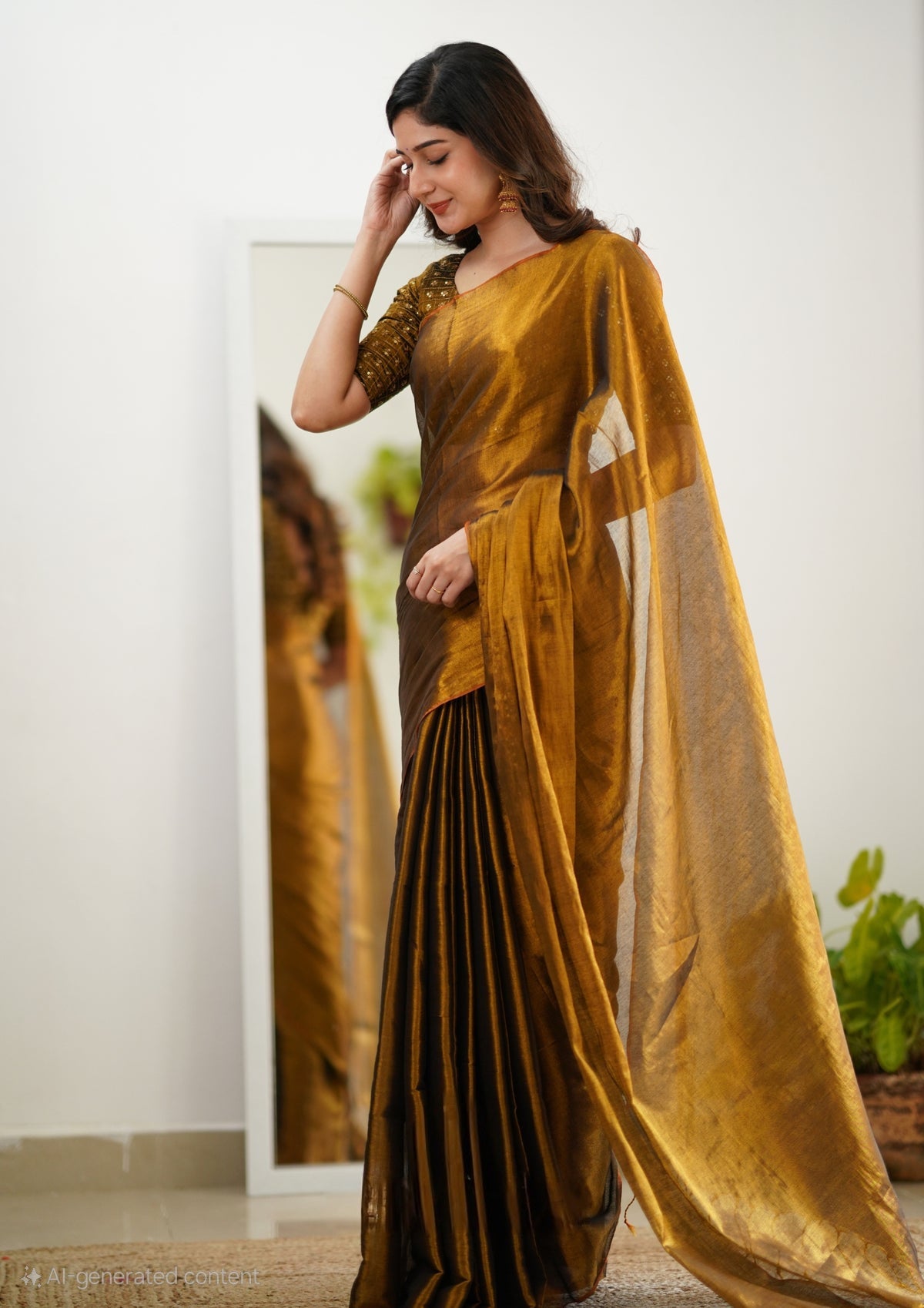 Bagru Prime Tissue Silk Saree With Blouse