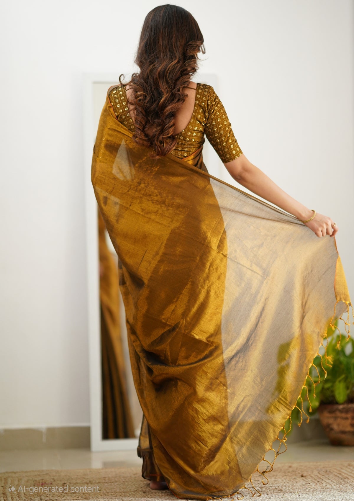 Bagru Prime Tissue Silk Saree With Blouse