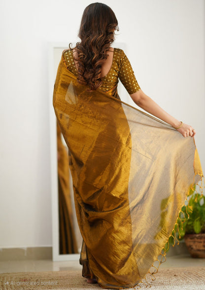 Bagru Prime Tissue Silk Saree With Blouse