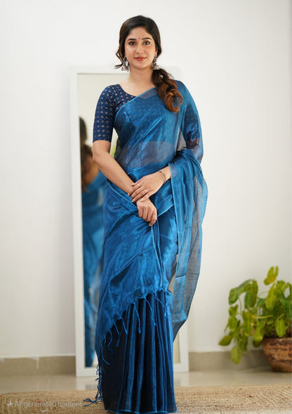 Office Wear Tissue Silk Saree With Blouse piece