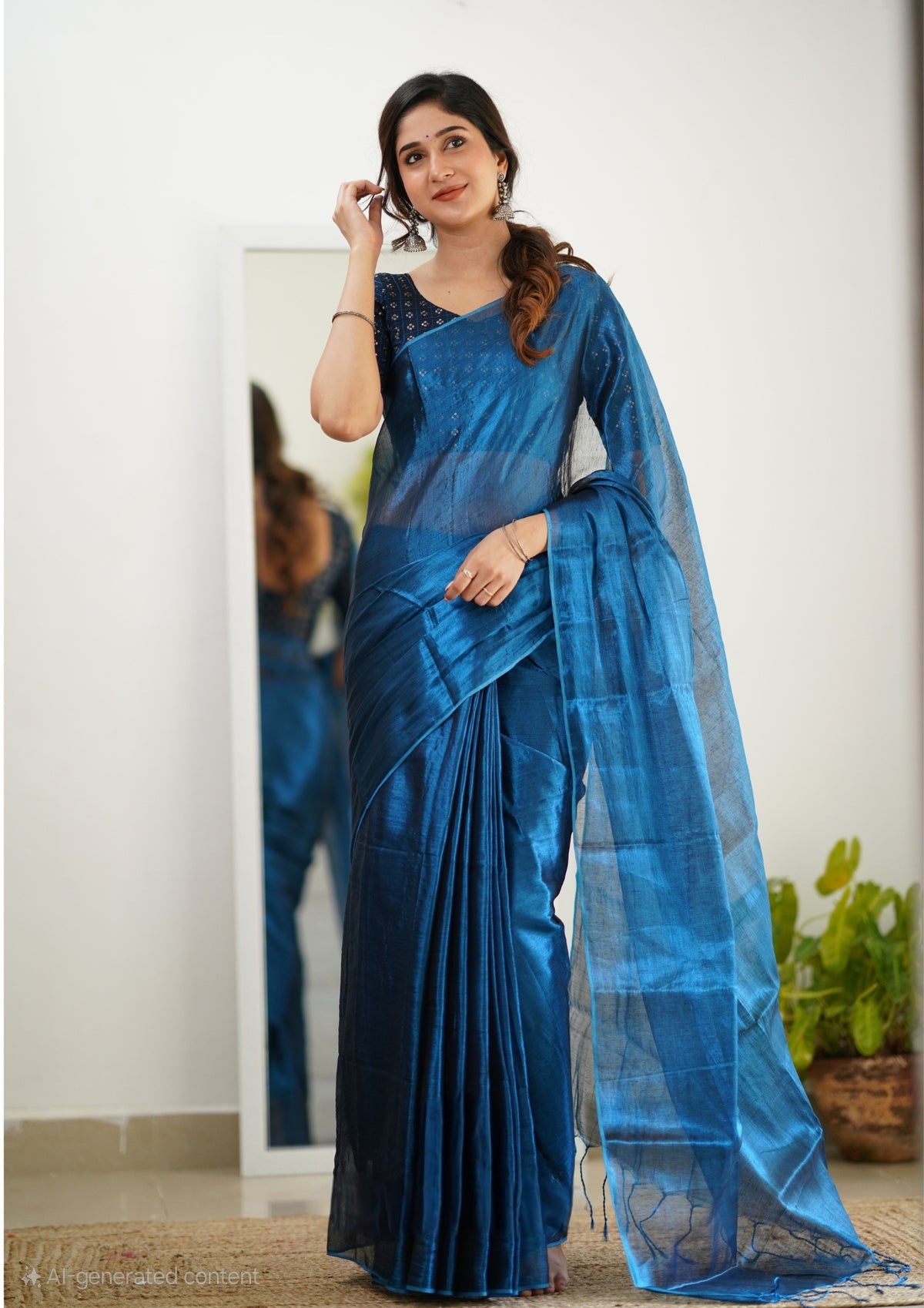 Office Wear Tissue Silk Saree With Blouse piece