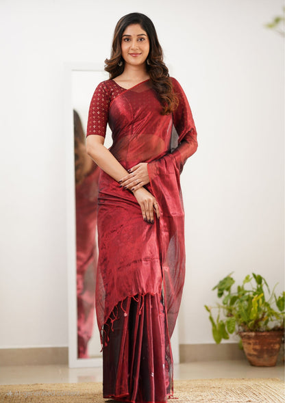 Party Wear Tissue Silk Saree With Blouse piece