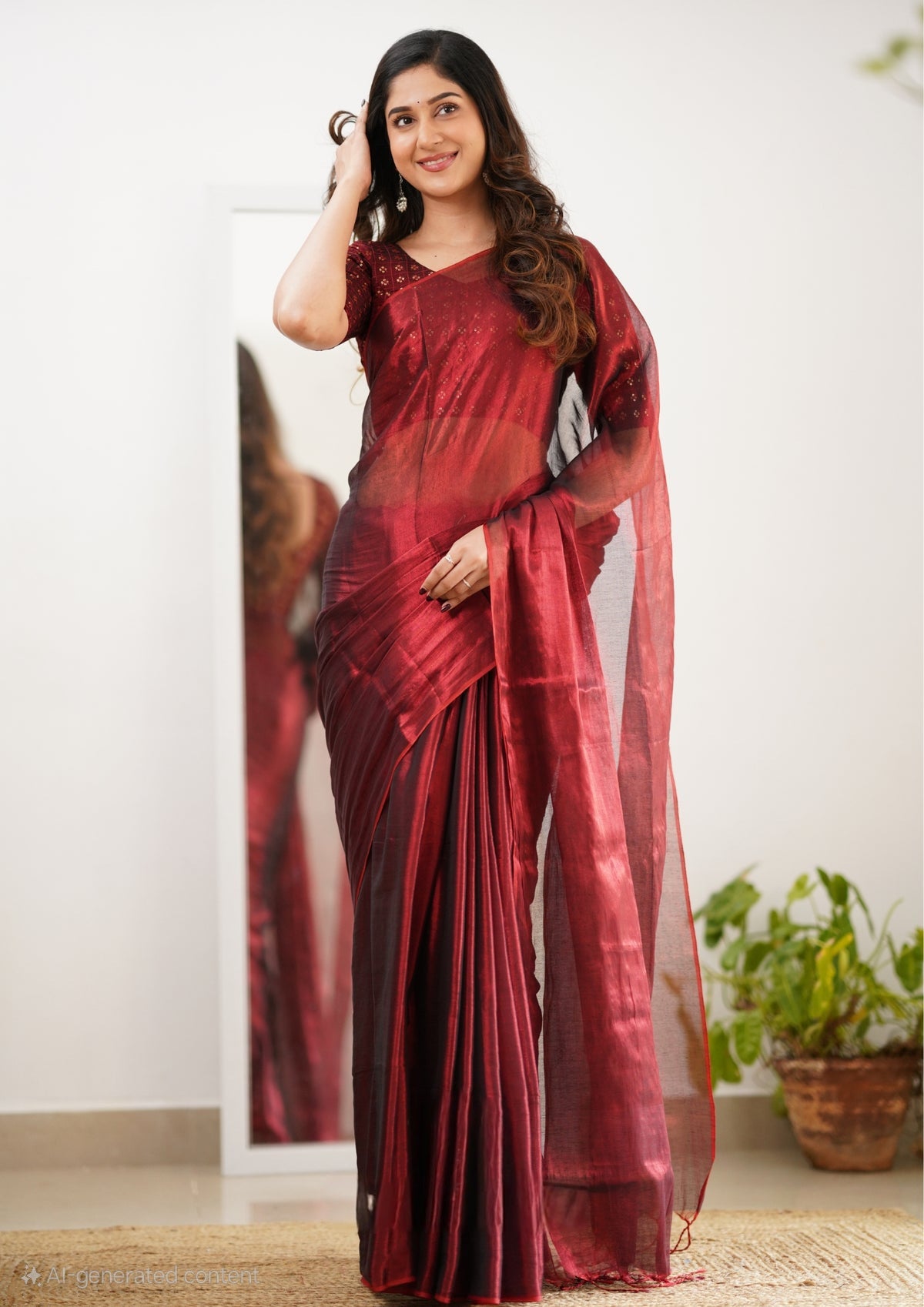 Party Wear Tissue Silk Saree With Blouse piece