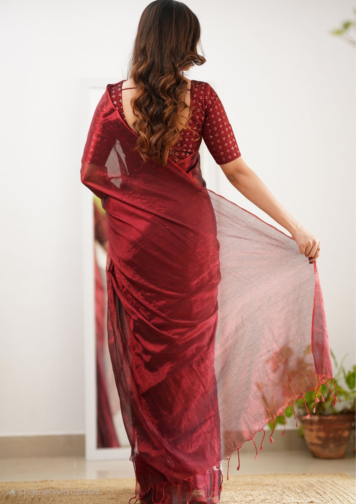 Party Wear Tissue Silk Saree With Blouse piece