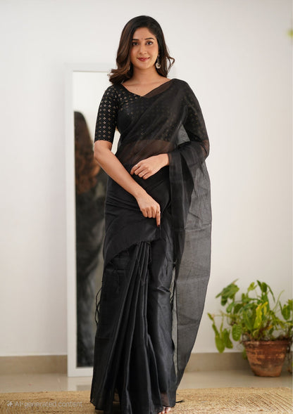Party Wear Tissue Silk Saree With Blouse