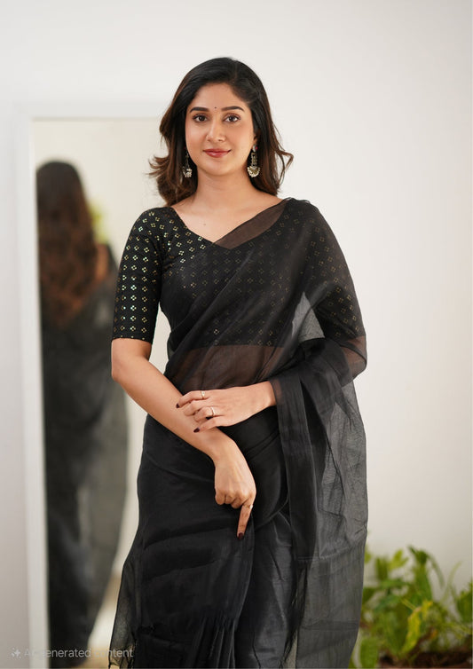 Party Wear Tissue Silk Saree With Blouse