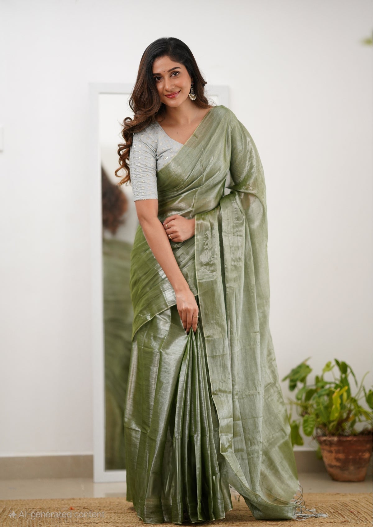 Office Wear Tissue Silk Saree With Blouse piece