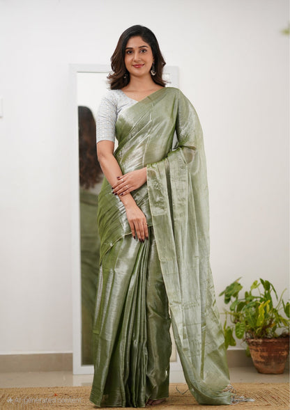 Office Wear Tissue Silk Saree With Blouse piece