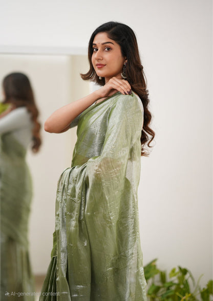 Office Wear Tissue Silk Saree With Blouse piece