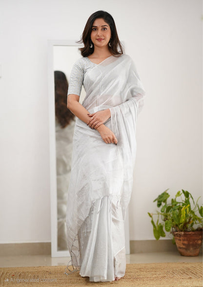 Party Wear Tissue Silk Saree With Blouse piece