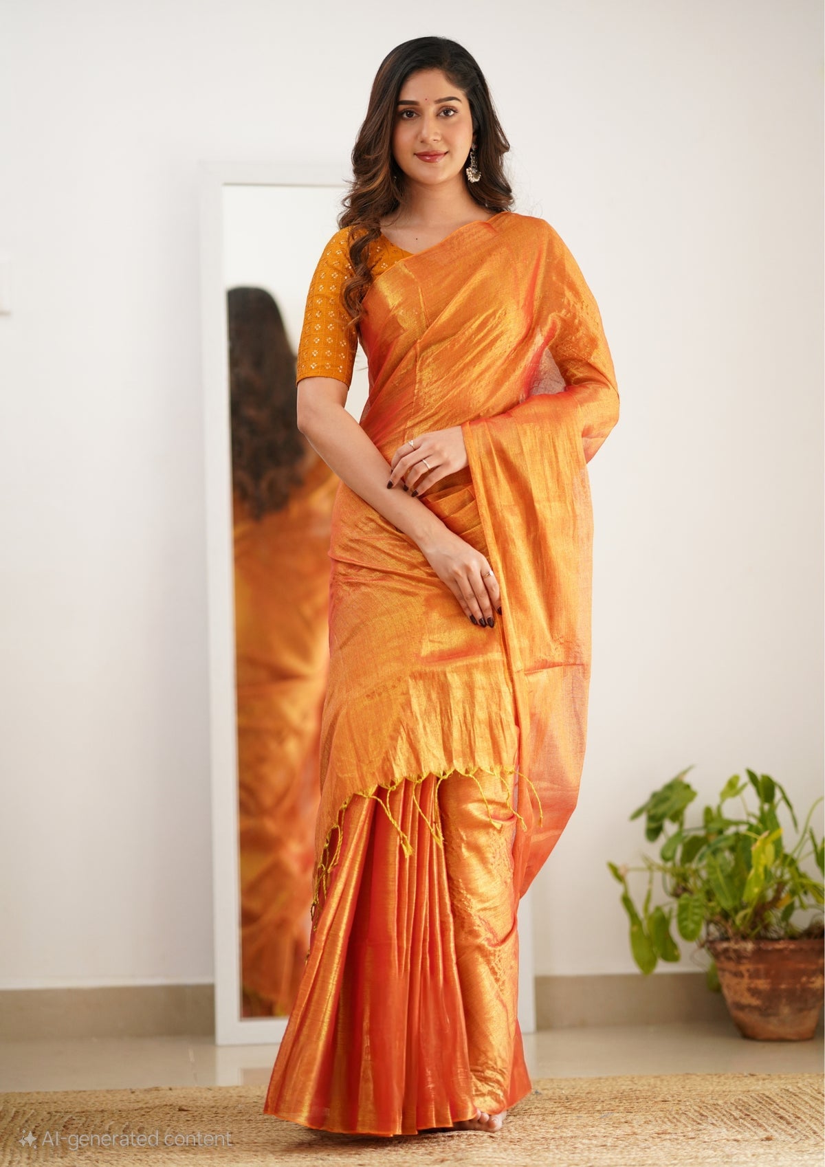 Bagru Prime Tissue Silk Saree With Blouse piece