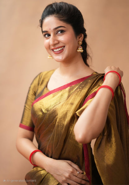 Festival Wear Tissue Silk Saree With Blouse piece