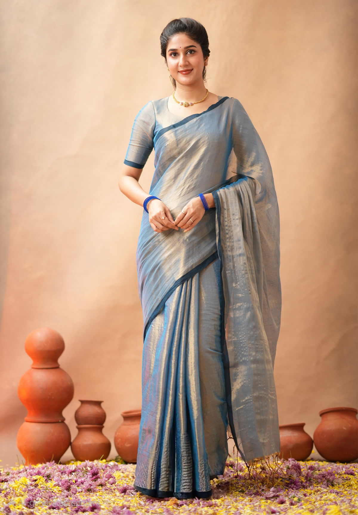 Office Wear Tissue Silk Saree With Blouse piece