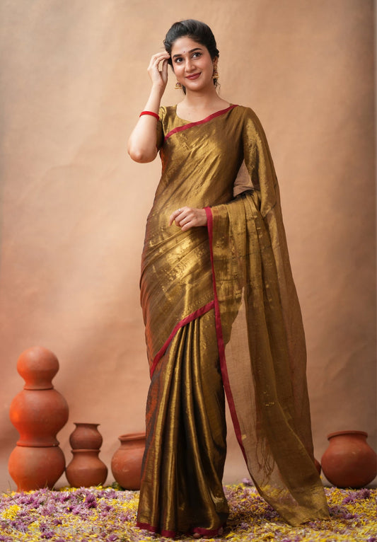 Festival Wear Tissue Silk Saree With Blouse piece