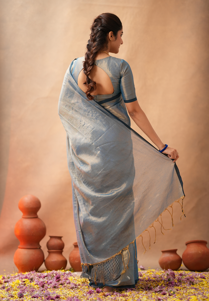 Office Wear Tissue Silk Saree With Blouse piece