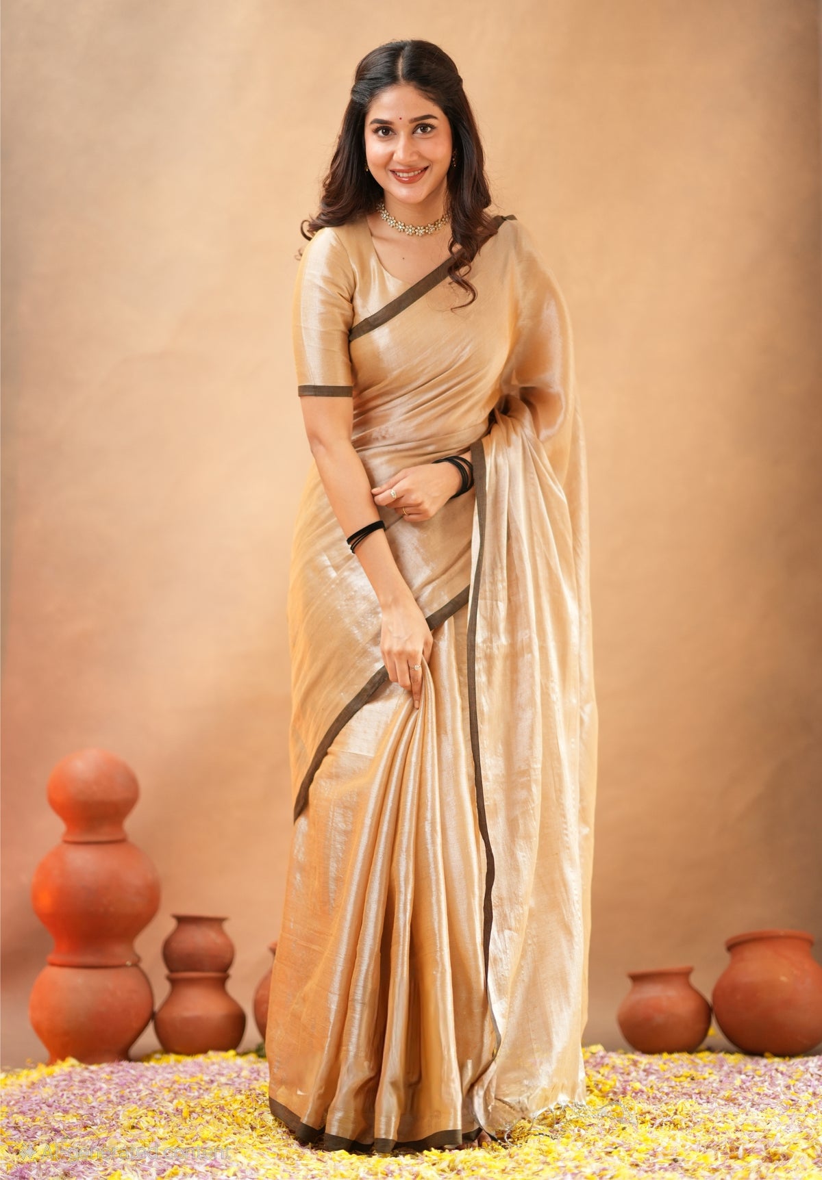 Bagru Prime Tissue Silk Saree With Blouse piece