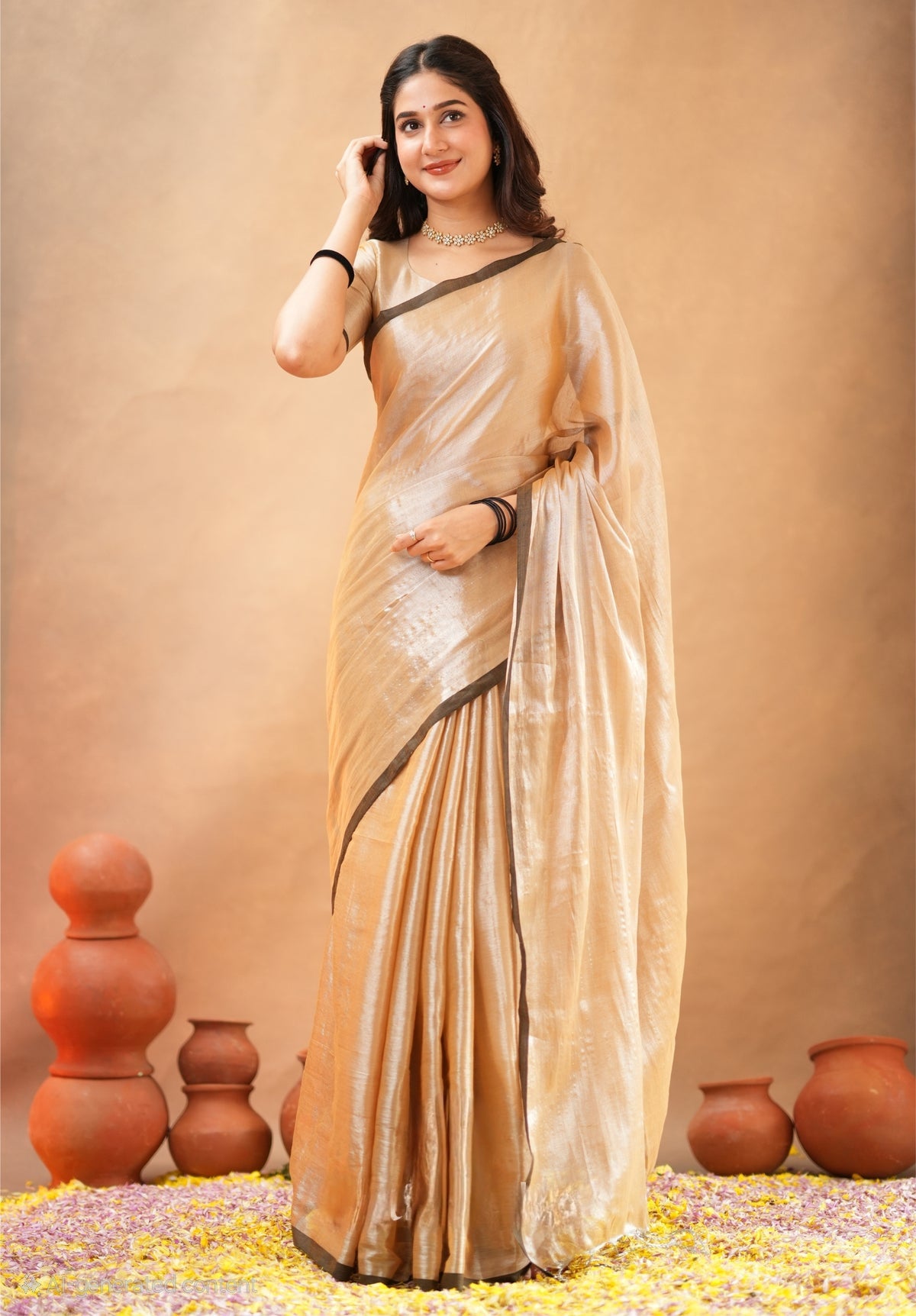 Bagru Prime Tissue Silk Saree With Blouse piece