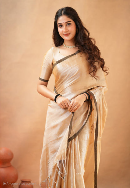 Bagru Prime Tissue Silk Saree With Blouse piece