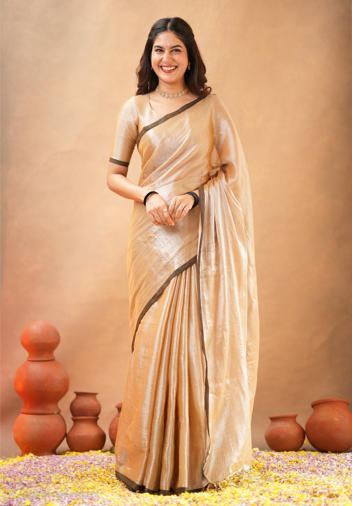 Bagru Prime Tissue Silk Saree With Blouse piece