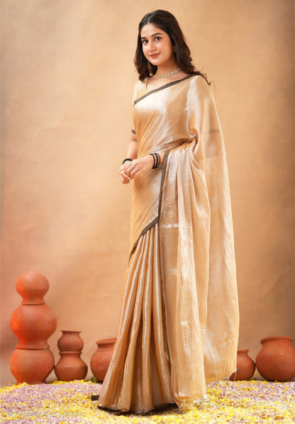 Bagru Prime Tissue Silk Saree With Blouse piece