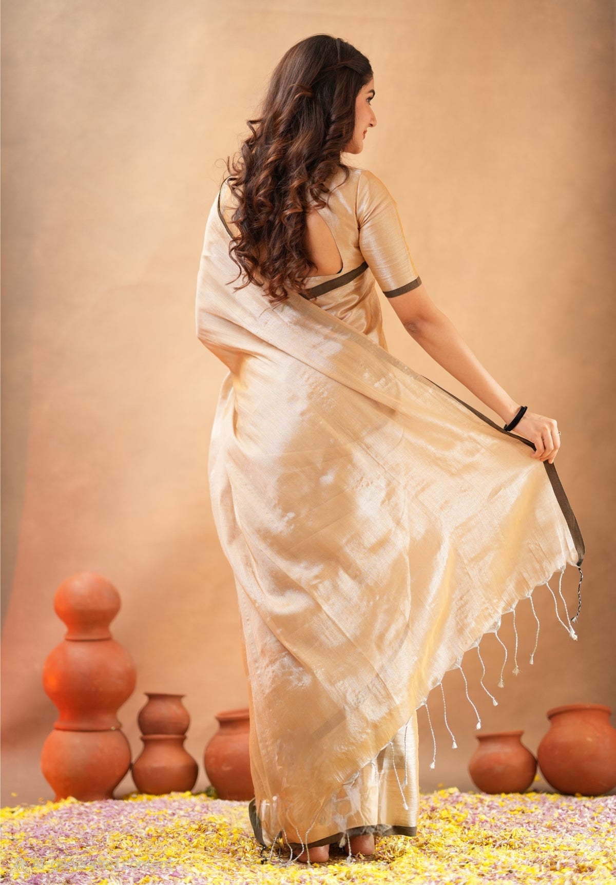 Bagru Prime Tissue Silk Saree With Blouse piece