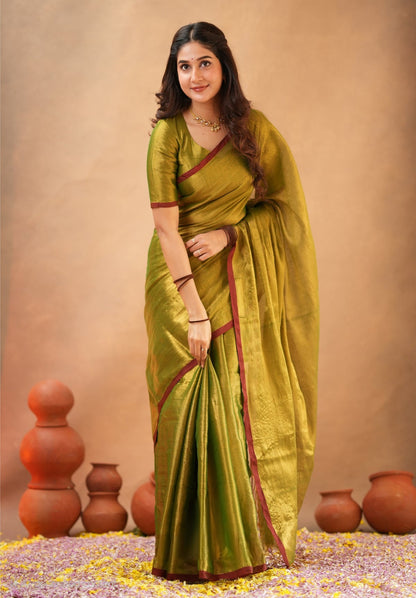 Bagru Prime Tissue Silk Saree With Blouse