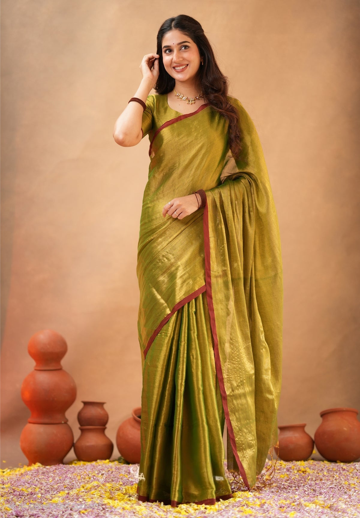 Bagru Prime Tissue Silk Saree With Blouse