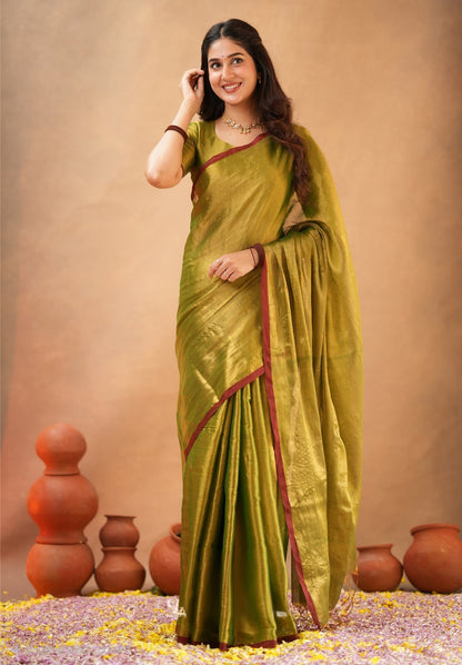 Bagru Prime Tissue Silk Saree With Blouse