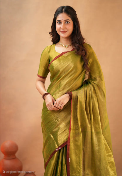 Bagru Prime Tissue Silk Saree With Blouse