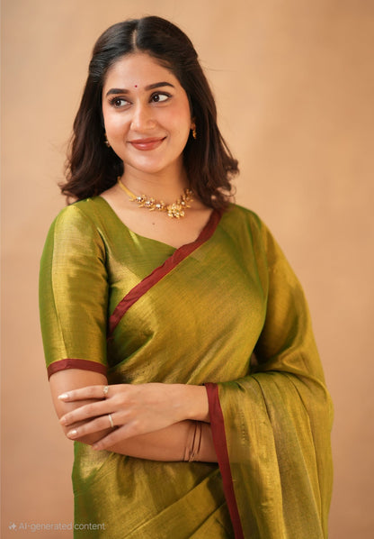 Bagru Prime Tissue Silk Saree With Blouse