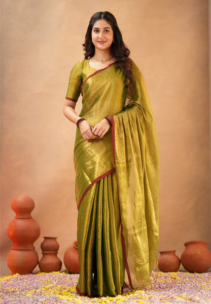 Bagru Prime Tissue Silk Saree With Blouse