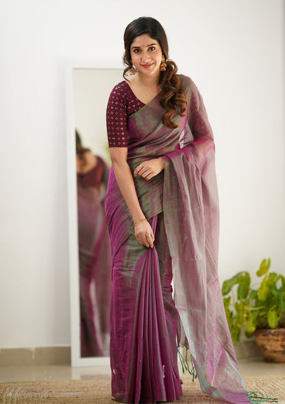 Party Wear Tissue Silk Saree With Blouse