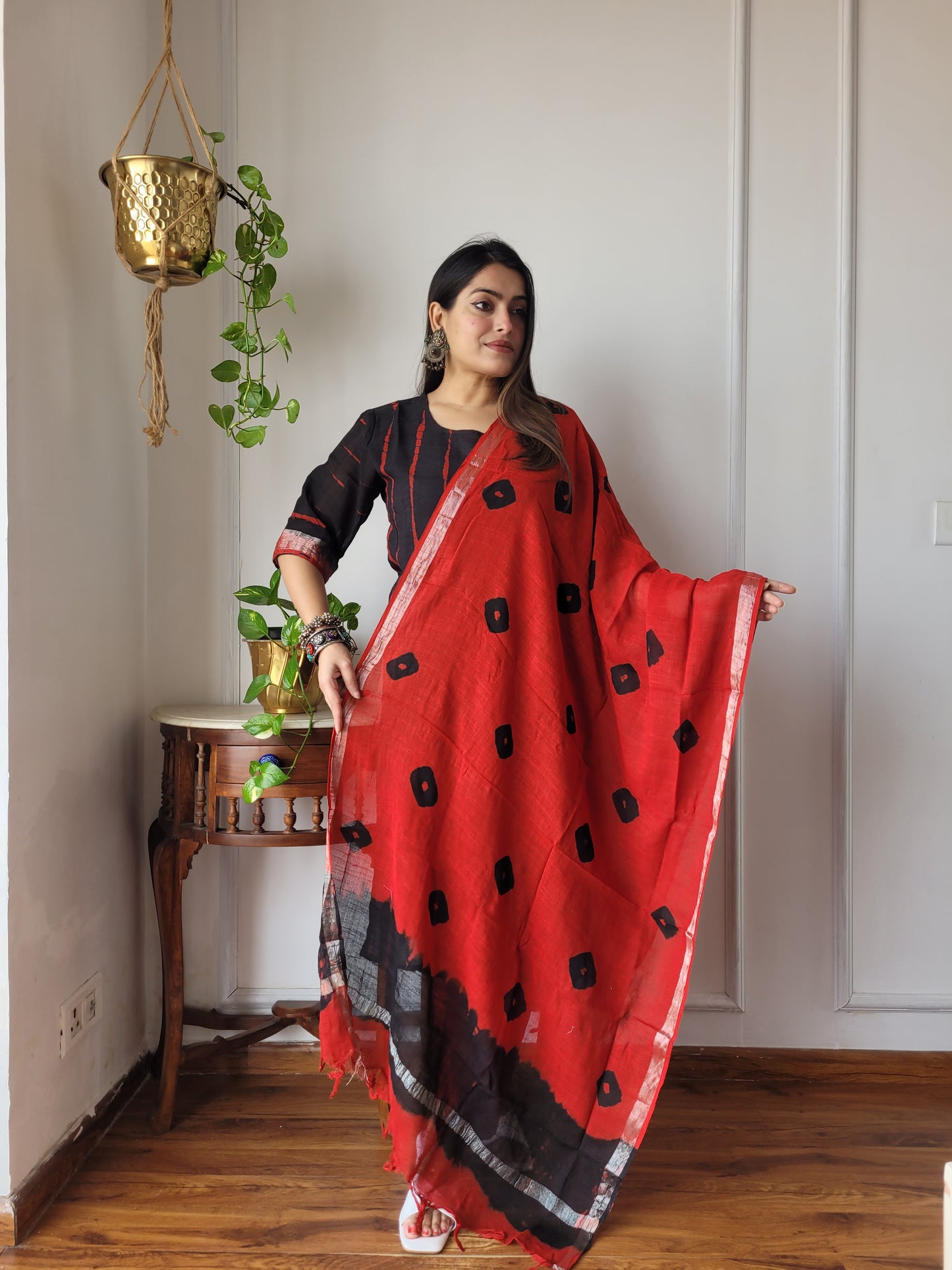 Office wear linen stitch suit set