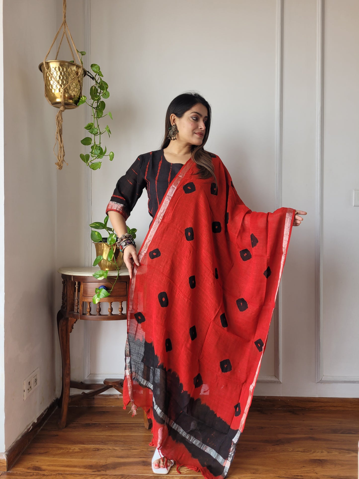 Office wear linen stitch suit set