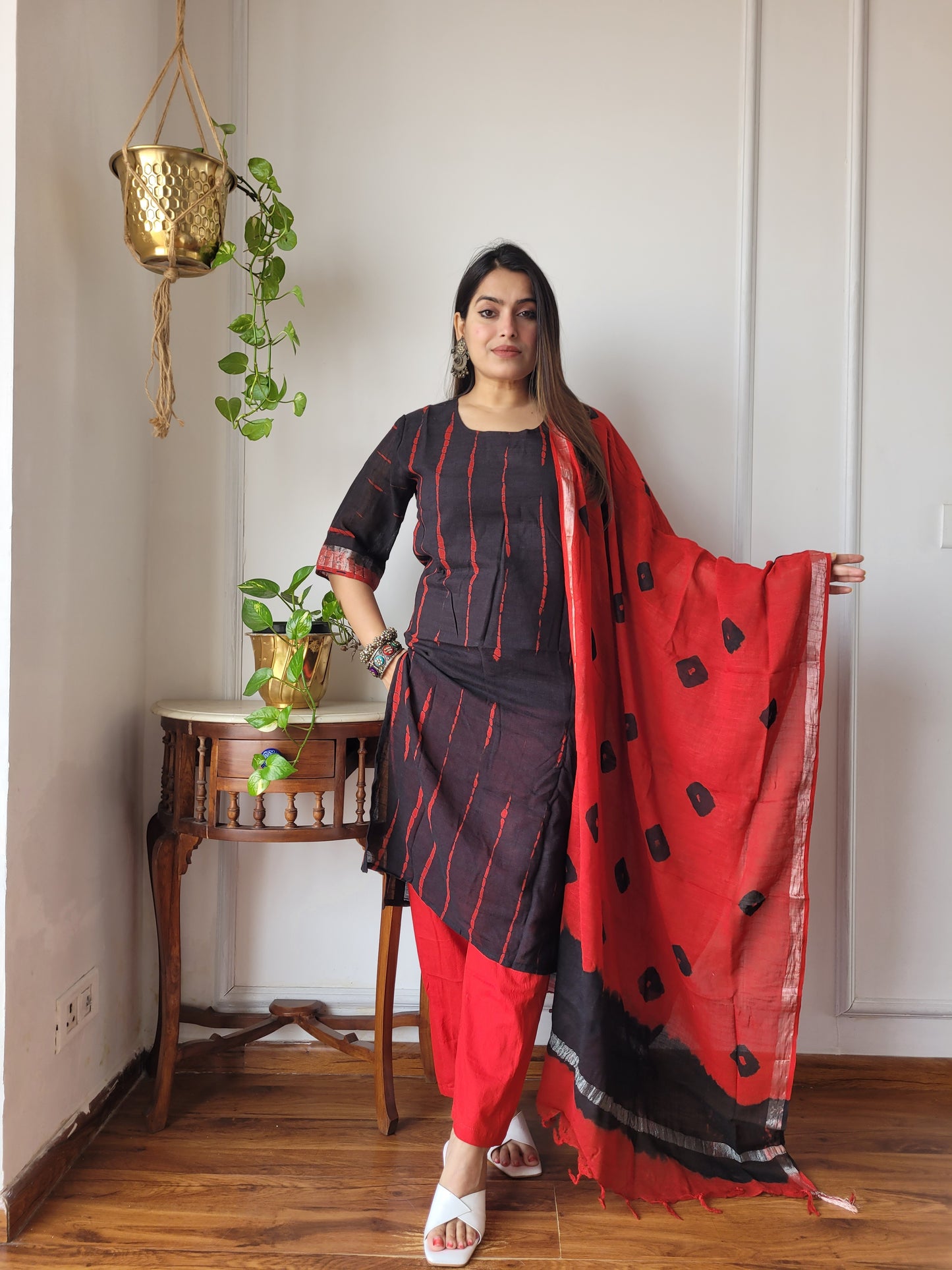 Office wear linen stitch suit set