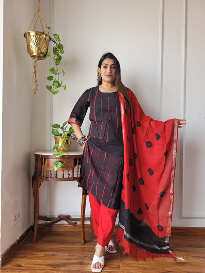 Office wear linen stitch suit set