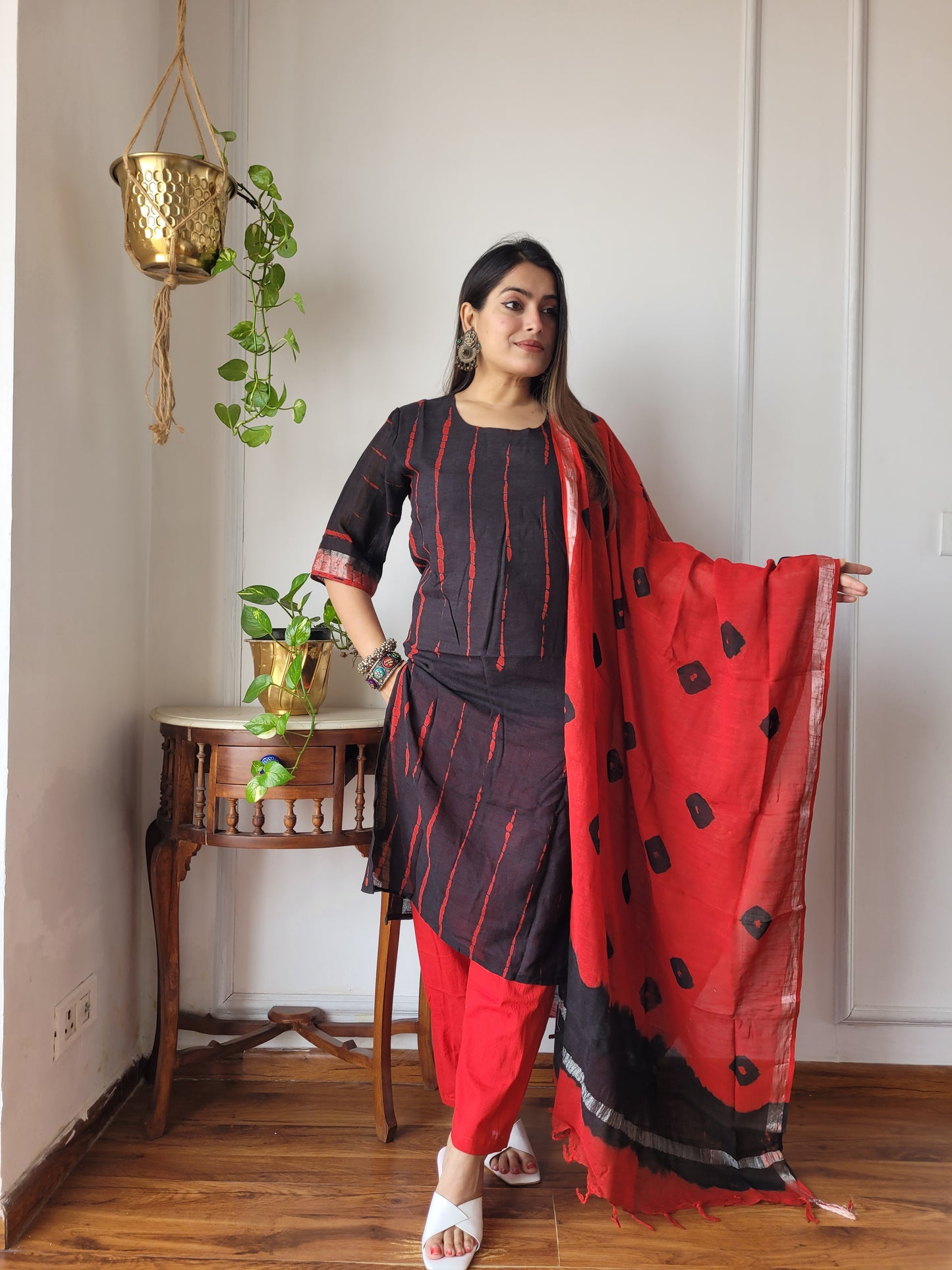 Office wear linen stitch suit set