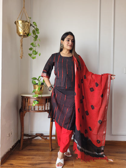 Office wear linen stitch suit set