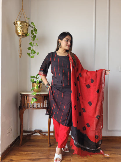 Office wear linen stitch suit set