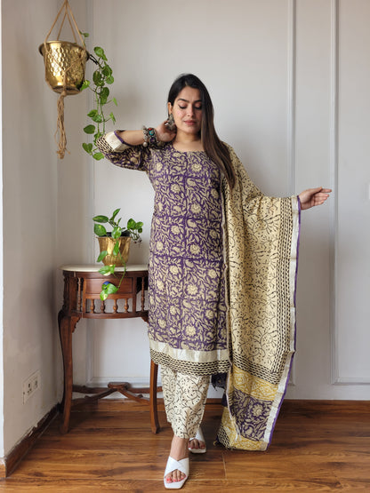 Party wear linen stitch suit set