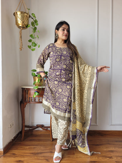 Party wear linen stitch suit set