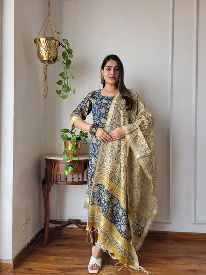 Beautiful cotton linen ready wear suit set