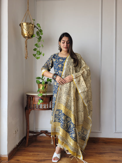 Beautiful cotton linen ready wear suit set