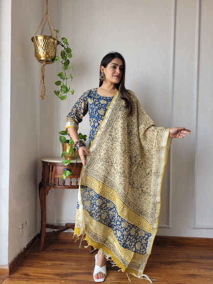 Beautiful cotton linen ready wear suit set