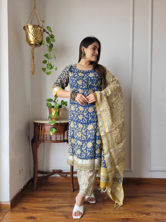 Beautiful cotton linen ready wear suit set