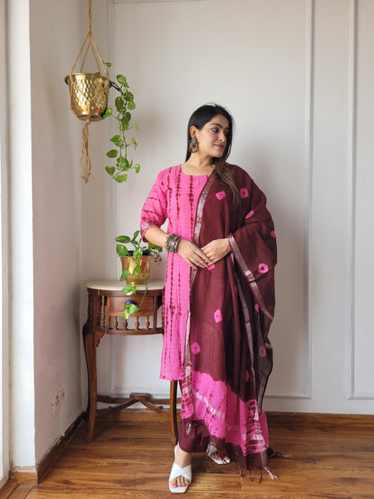 Shibori print linen suit set