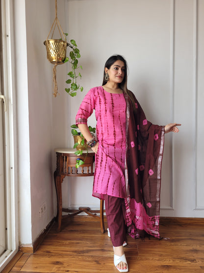 Shibori print linen suit set