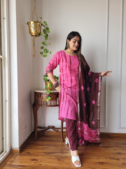 Shibori print linen suit set