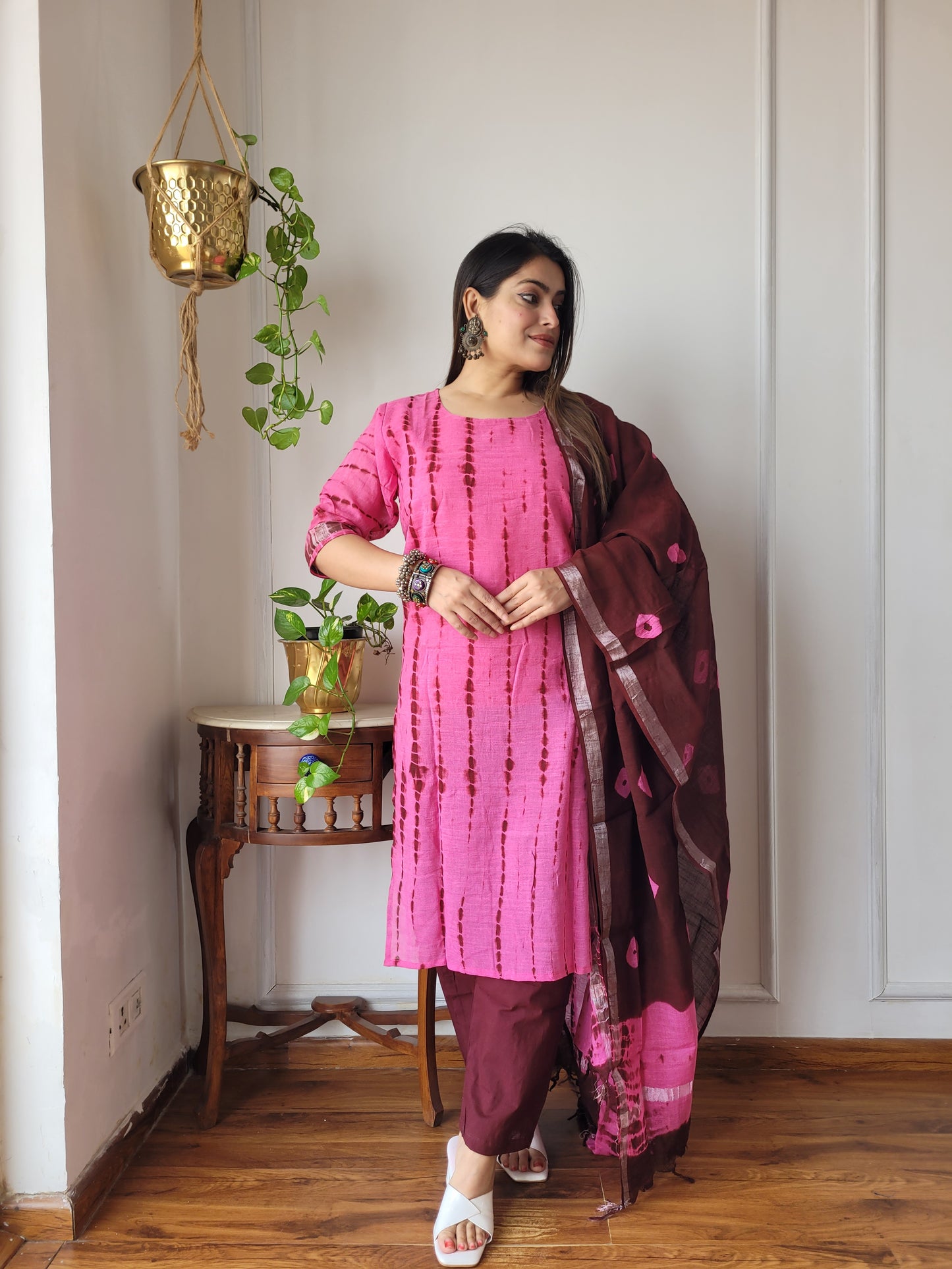 Shibori print linen suit set